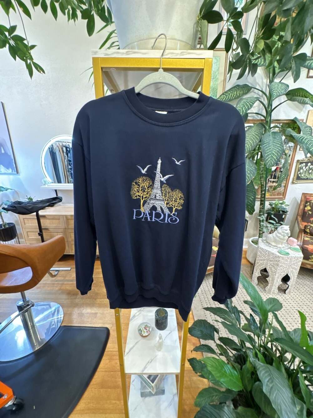 Med Vintage Paris France Eiffel Tower Embroidered Sweatshirt cozy vottagcore